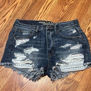 American Eagle Jean Shorts with Patterned Pockets